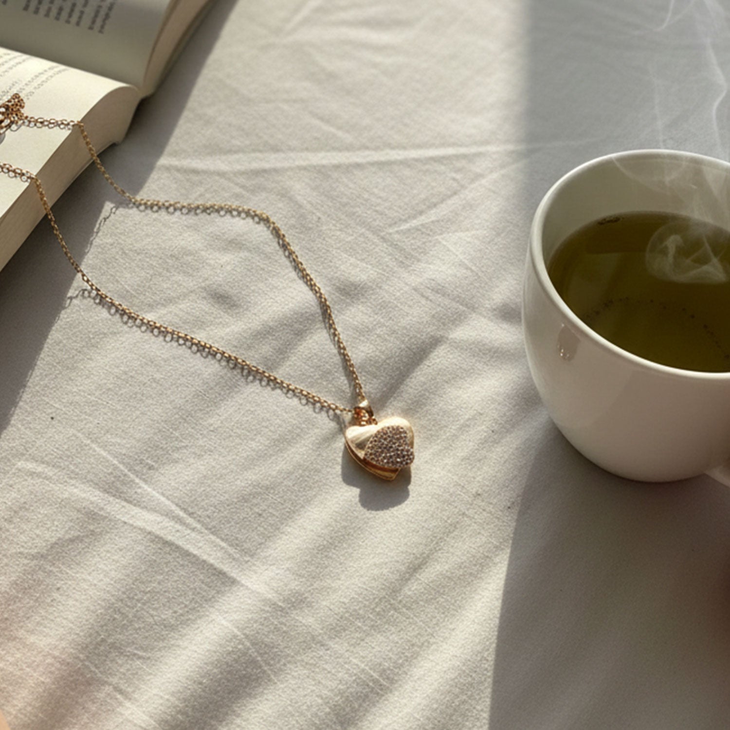 Rotating Double Heart Pendant Necklace