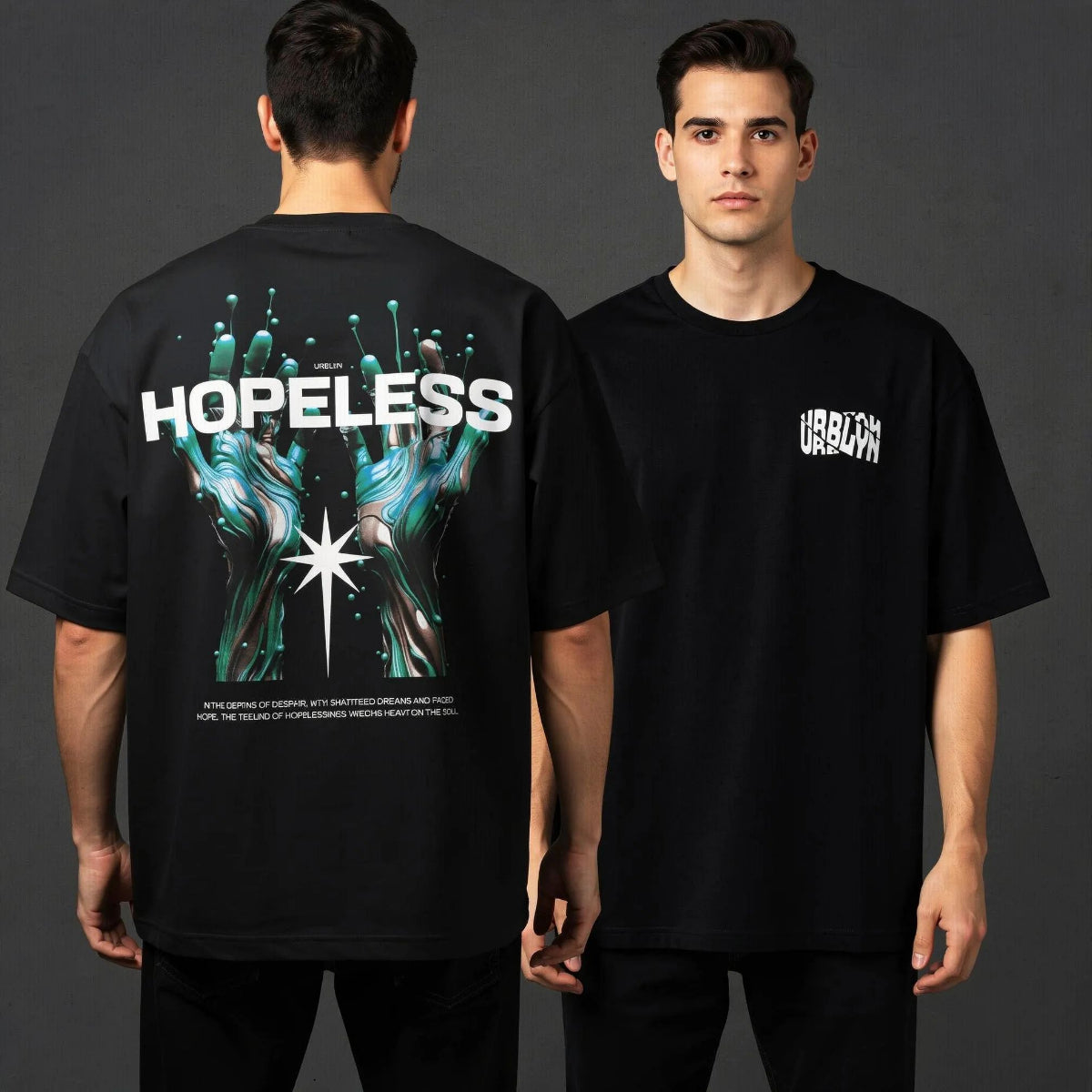 Hopeless Oversized Black T-Shirt for Men