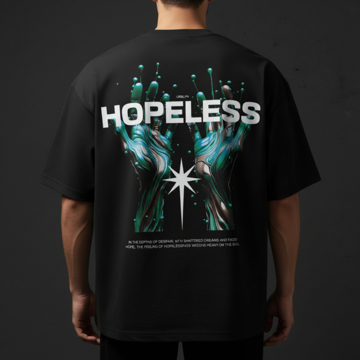 Hopeless Oversized Black T-Shirt for Men