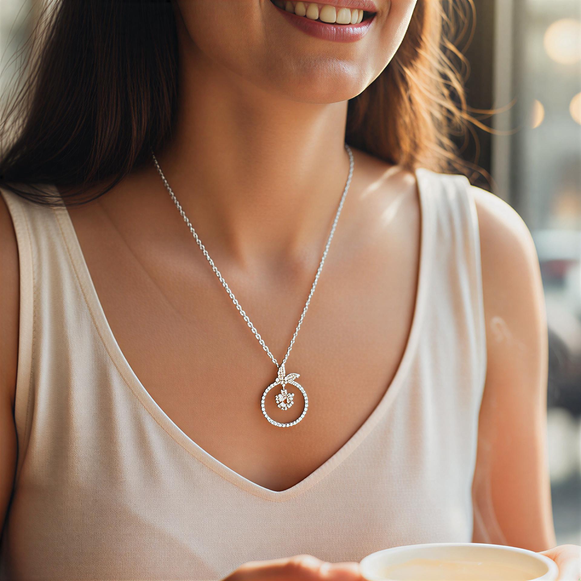 Silver Butterfly Halo Pendant Necklace