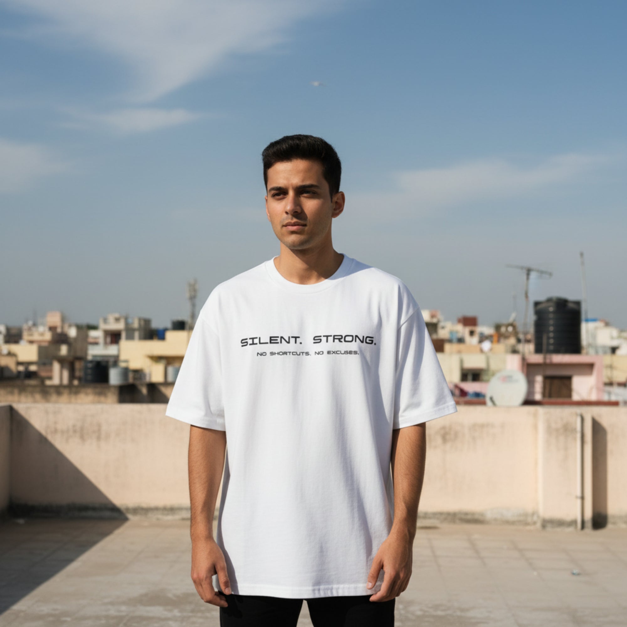 Silent Strong Oversized White T-Shirt for Men